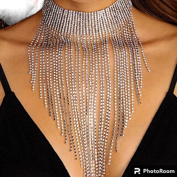 No brand Jewelry - Tassel Zircon Fringe Choker Luxury Necklace